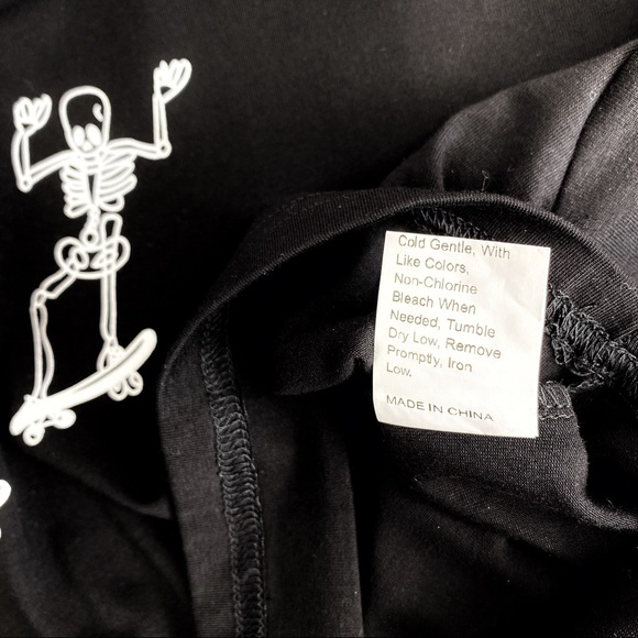 Shein Black Crop Top w/Skateboarding Skeletons - Picture 2 of 6